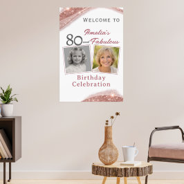 Póster 80 and Fabulous Rose Gold Birthday Welcome Photo