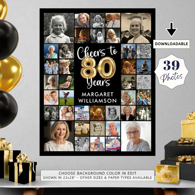 Póster 80 cumpleaños 39 Collages de fotos vitorean a los  (Subido por el creador)