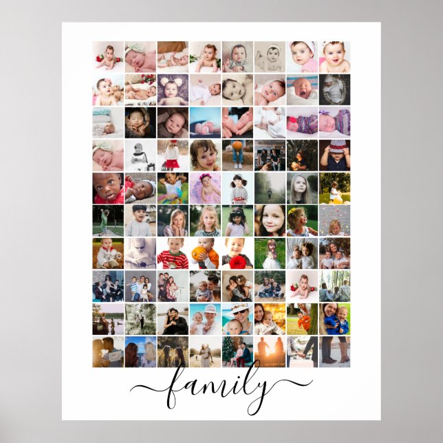 Póster 80 Familia Personalizada de Collages de fotos (Frente)