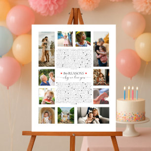 Póster 80 razones por las que te amamos cumpleaños 80 60