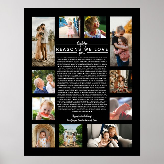 Póster 80 razones por las que te amamos el regalo de cump (Frente)