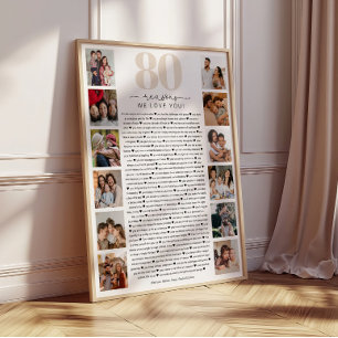 Póster 80 razones por las que te amamos regalo conmemorat