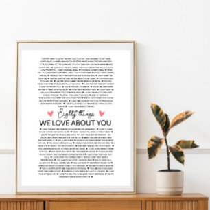 Póster 80 razones por las que te amamos regalo de cumplea