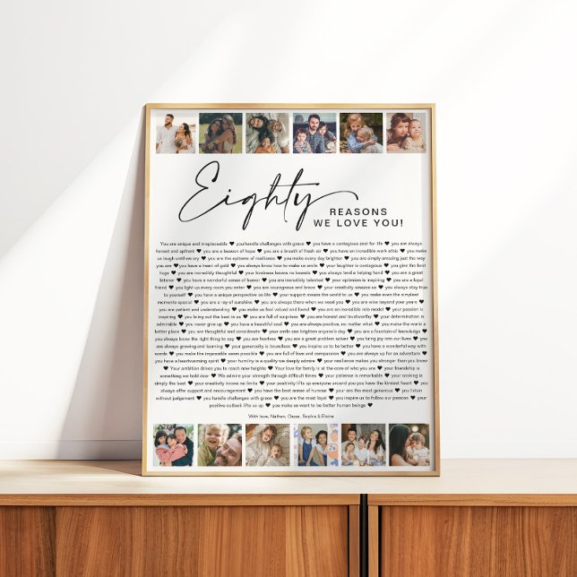 Póster 80 Reasons We Love You Birthday Photo Collage (Subido por el creador)