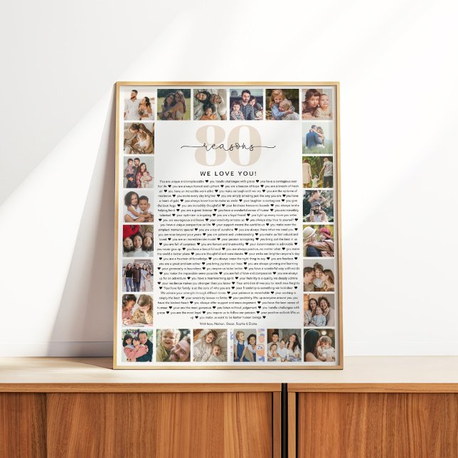 Póster 80 Reasons We Love You Photo Collage Keepsake Gift (Subido por el creador)