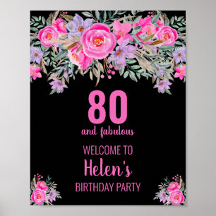 Póster 80 y fabulosa fiesta de cumpleaños negro