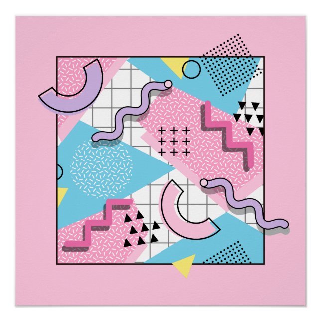 Póster 80's Memphis Active Pink Light Blue (Anverso)