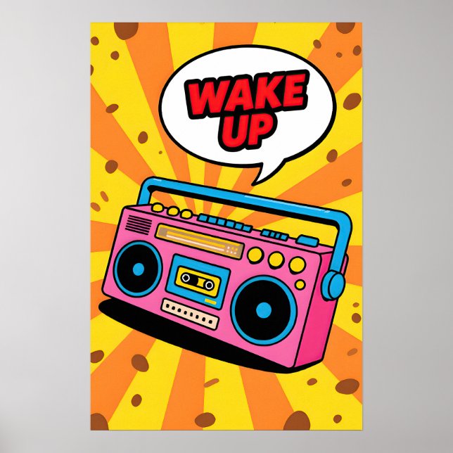 Póster 80s Pink Cassette  Pop Art (Frente)