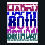 Póster 80th birthday_color<br><div class="desc">"Celebrating Happy 80th Birthday" the artwork design for all those who celebrates their happiest day in the year i.e. Birth Day,  regularly.
   The design inspires us the birth day gift to someone who completed his/her 80 years of born.</div>