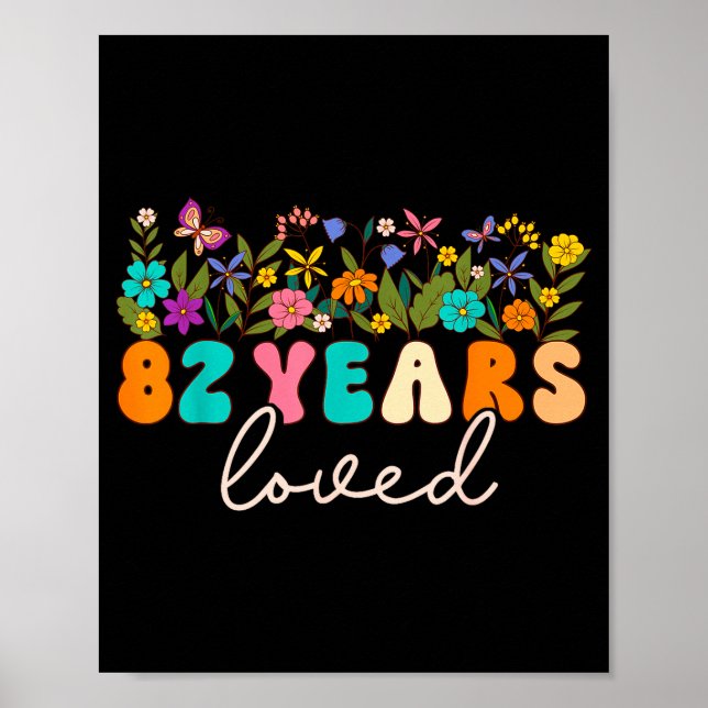 Póster 82 Years Loved Men Women 82 Years Old Groovy 82nd  (Frente)