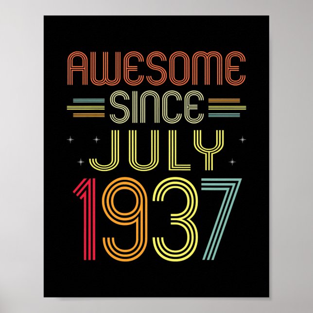 Póster 85.º Regalo de cumpleaños increíble desde julio de (Frente)
