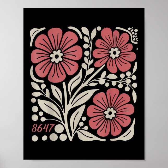 Póster 8647 sutil Trump 86 47 Floral Boho Style (Frente)