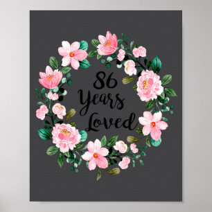 Póster 86 años amados hombres mujeres 86 años de edad Coo