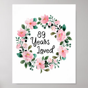 Póster 89 Años Mujeres Amadas Hombres 89 Años Funny 89th 