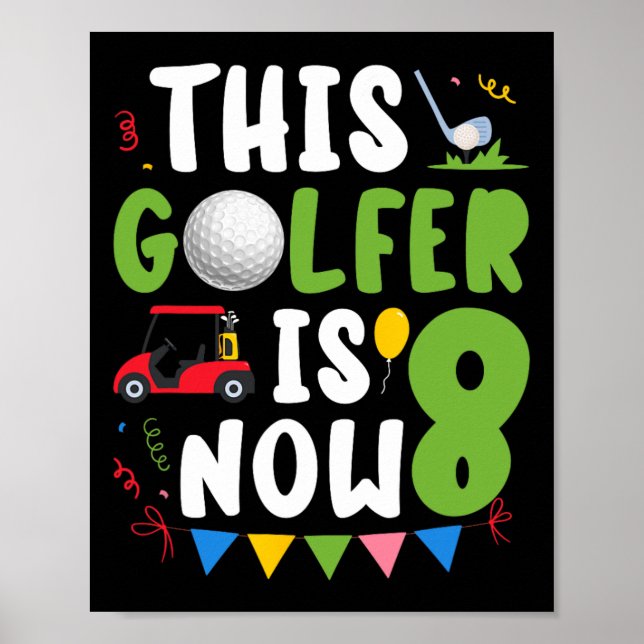 Póster 8.ª fiesta de cumpleaños Golf Boy Golf Pl de ocho  (Frente)