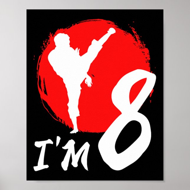 Póster 8.ª fiesta de cumpleaños Karate, Karate de ocho añ (Frente)