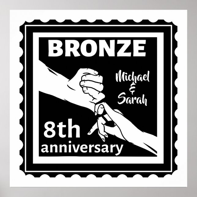Póster 8.º aniversario boda regalo tradicional bronce (Frente)