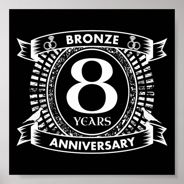 Póster 8.º bronce del aniversario del boda (Frente)