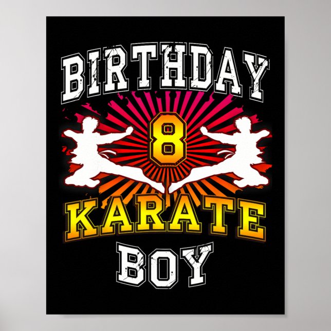Póster 8.º cumpleaños - Karate Niño de 8 años (Frente)