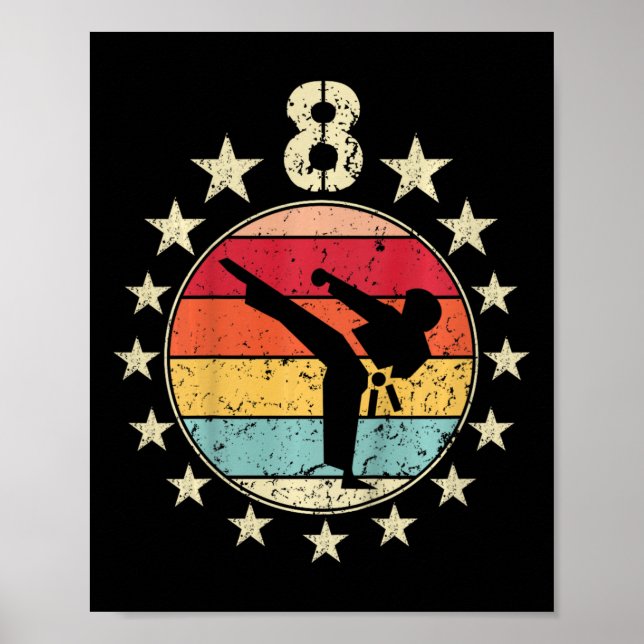 Póster 8.º cumpleaños Karate Niño de 8 años (Frente)
