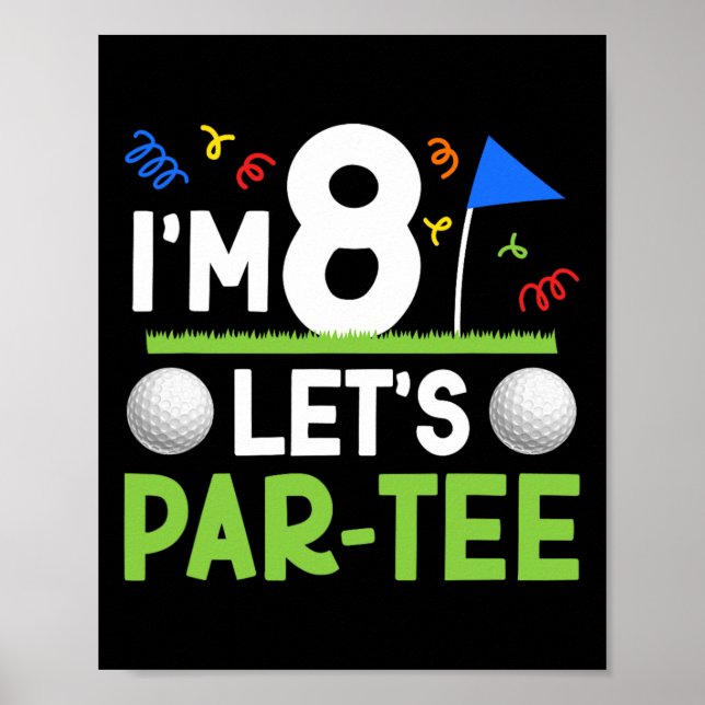 Póster 8.º golfista de fiesta de cumpleaños (Frente)