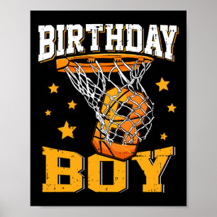 Póster 8.º Nacimiento Basketball Boy Baloncesto de 8 años