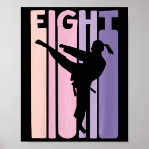 Póster 8.º Regalo de cumpleaños Karate Retro Taekwondo Ma