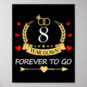 Póster 8 Años Atrás Para Ir Pareja 8 Boda Anni