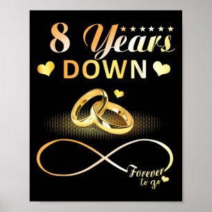 Póster 8 Años Atrás Para Ir Pareja 8 Boda Anni