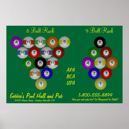 Póster 8 Ball 9 Ball Rack Billiard Hall