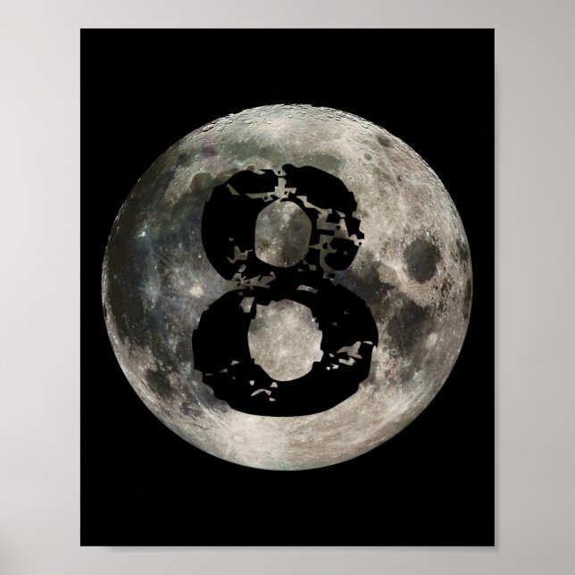 Póster 8 Ball Pool Billiards Player Full Moon (Frente)