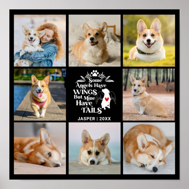 Póster 8 Foto Collage Pérdida de Perro Mascota Recuerdo  (Frente)