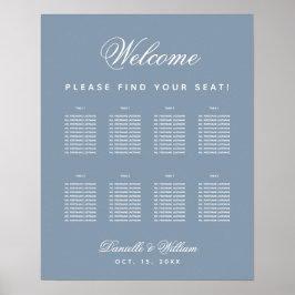 Póster 8 Mesa Polvoriento Azul Boda Simple Gráfico de Asi