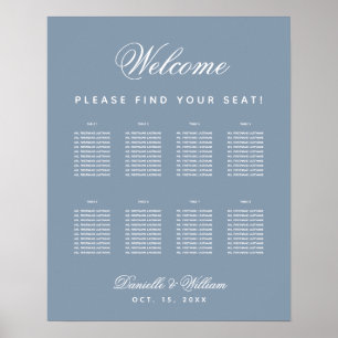 Póster 8 Mesa Polvoriento Azul Boda Simple Gráfico de Asi