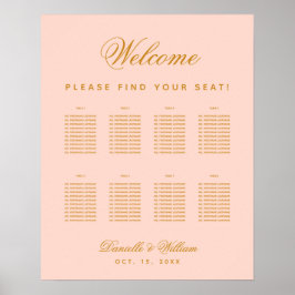 Póster 8 Mesas Carta de Asiento Simple Bodas Rosa Pálido