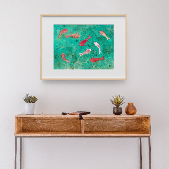 Póster 8 Peces Koi Rojo y Dorado Acuarela (Subido por el creador)