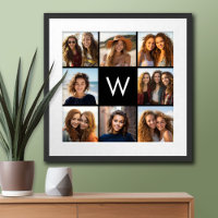 8 Personalizado de Collage de fotos Monograma Blan