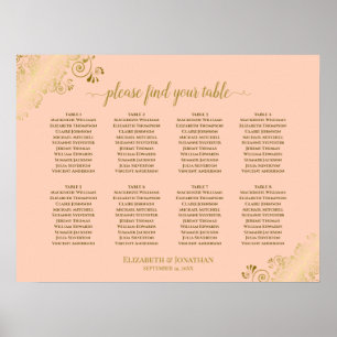 Póster 8 Tabla Boda de asientos Tabla de Coral Peach & Go