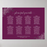 8 Tabla de asientos de Boda de mesa plateado sobre