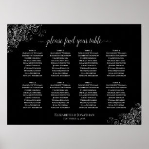 Póster 8 Tabla de asientos de Boda negro de mesa Fragment