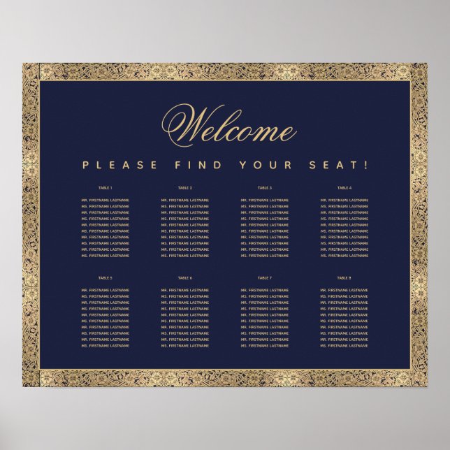 Póster 8 Tabla de asientos para Rosas de oro de la Marina (Frente)