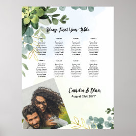 Póster 8 Tabla de Bodas de mesa Gráfico de vegetación FOT