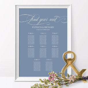 Póster 8 Tablas Tabla de Asientos Boda Dusty Blue
