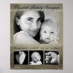 Póster 8"x10" 4 tragamonedas Collage Montage Antique Dama