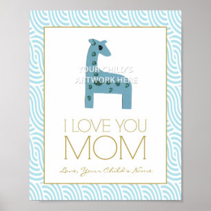 Póster 8"x10" Wavy Aqua I Love Mom Print