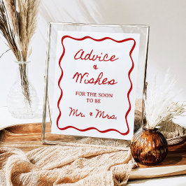 Póster 8 x 10" Consejos y deseos de ducha de novia manusc