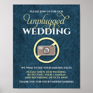Póster 8 x 10 Rótulo de Boda de Denim Rústico desconectad