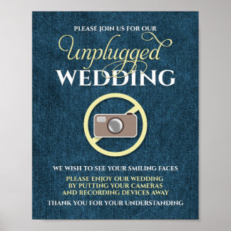 Póster 8 x 10 Rótulo de Boda de Denim Rústico desconectad