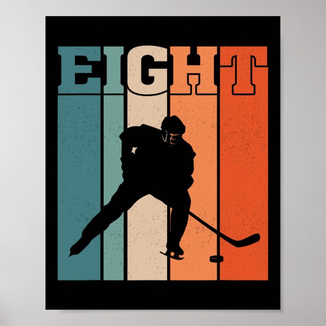 Póster 8th Birthday Retro Ice Hockey 8 Years Old Boy Girl (Frente)