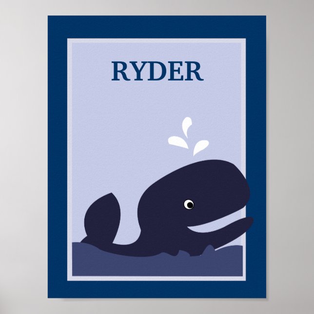 Póster 8X10 Ahoy Mate Whale Nautical Nursery Art Print (Frente)